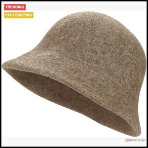 Vintage Cloche Bucket Hat Faux Wool Felt Adjustable Elegant Retro Winter Warm